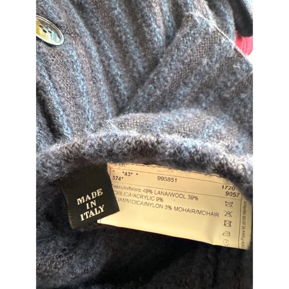 L.B.M. 1911 Mens Navy Knit cardigan Blazer Jacket size Italy Wool Blend size 54R - Picture 6 of 7